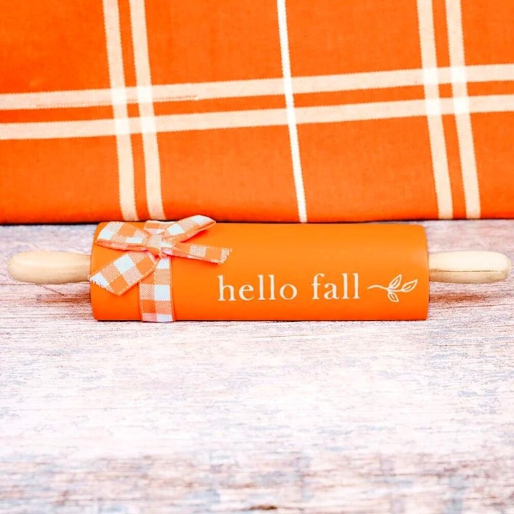 "Hello Fall". Wood Tabletop Rolling Pin Home Décor